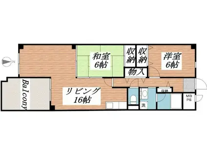 シーサイドパストラル林崎II(2LDK/1階)の間取り写真