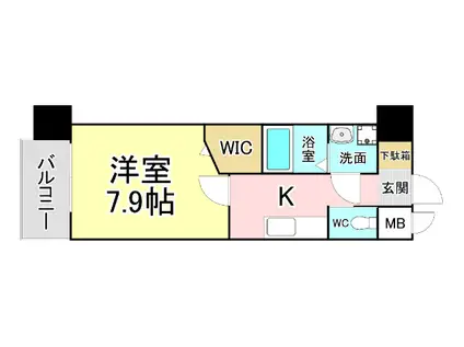 アクシオ北九州(1K/13階)の間取り写真