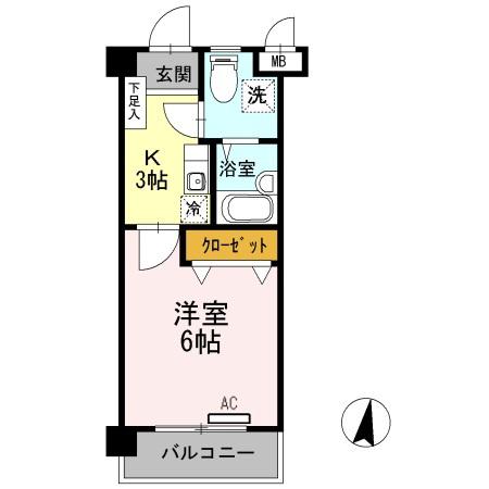 インペリアル宮前(1K/3階)の間取り写真