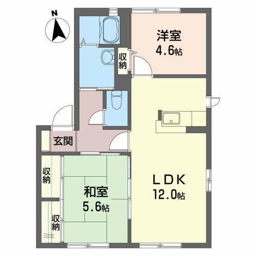 グランディ・ミュウB(2LDK/1階)の間取り写真