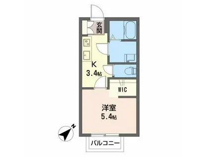 ドミール(1K/2階)の間取り写真