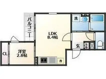 ソルテ二軒茶屋(1LDK/1階)の間取り写真