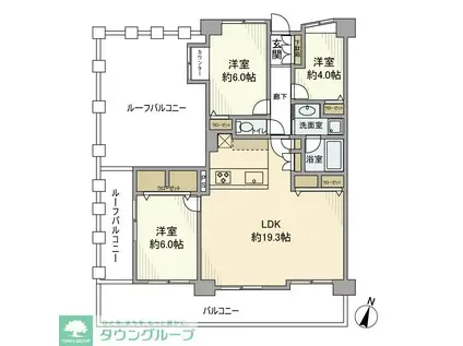 コスモ武蔵新城グレイスコート(3LDK/6階)の間取り写真