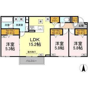 シャンドフルール(3LDK/1階)の間取り写真