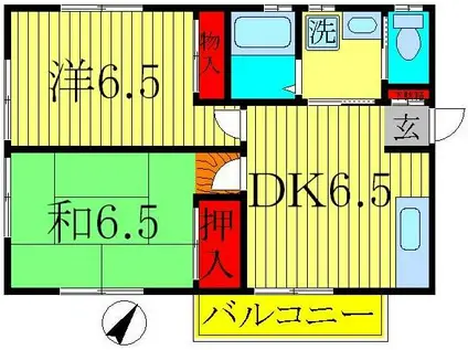 山崎ハイツA(2DK/2階)の間取り写真