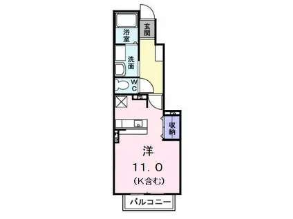 フリーデ&ミツヤII(ワンルーム/1階)の間取り写真