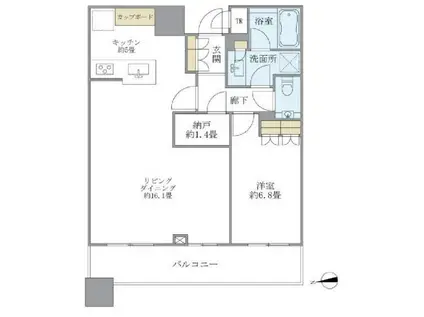 BRILLIA TOWERS目黒サウスレジデンス(1LDK/32階)の間取り写真