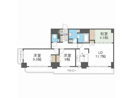 知事公館前タワーレジデンス(3LDK/20階)の間取り写真