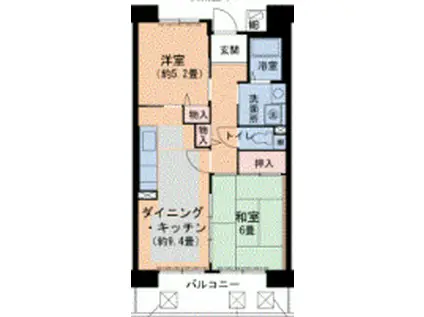 URパークタウン西武庫 16号棟(2DK/8階)の間取り写真