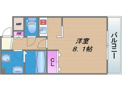 グランパシフィック大今里南(1K/7階)の間取り写真