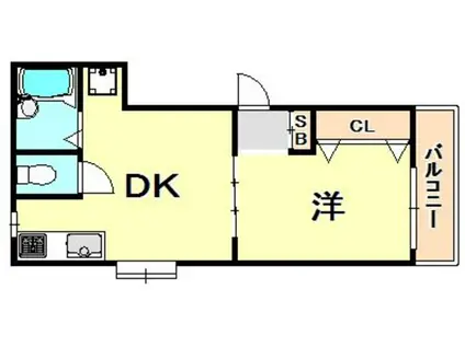 水笠ハイツ(1DK/3階)の間取り写真