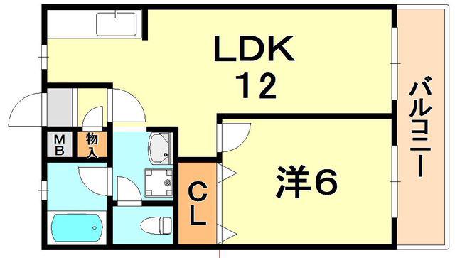 YKハイツ高丸(1LDK/2階)の間取り写真