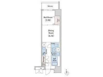 レジデンス上前津スクエア(1DK/9階)の間取り写真