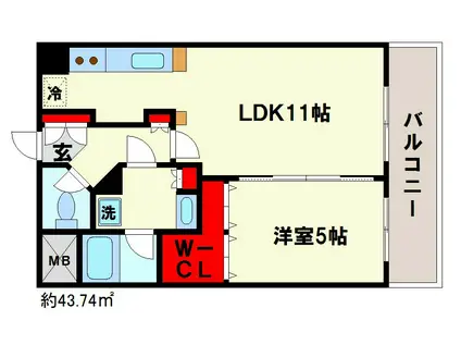 クリエート高宮(1LDK/2階)の間取り写真