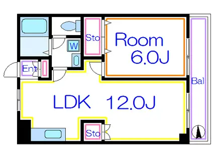 シティーハイムカネカ(1LDK/1階)の間取り写真