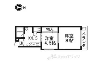 シティハウス四条烏丸(2DK/1階)の間取り写真