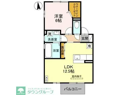 リビングタウン西大宮II(1LDK/2階)の間取り写真