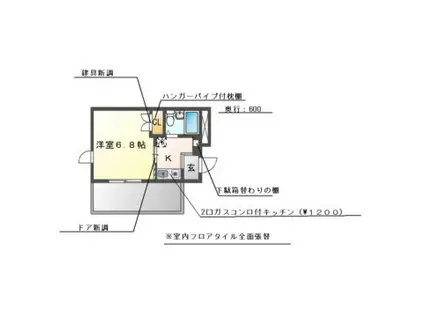 ロイヤルガネーシャ(1K/3階)の間取り写真