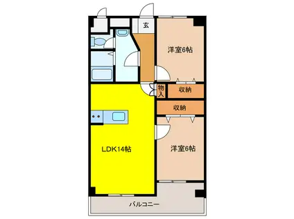 レジデンス大野(2LDK/5階)の間取り写真