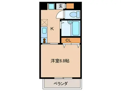 デ・パール高取(1K/3階)の間取り写真