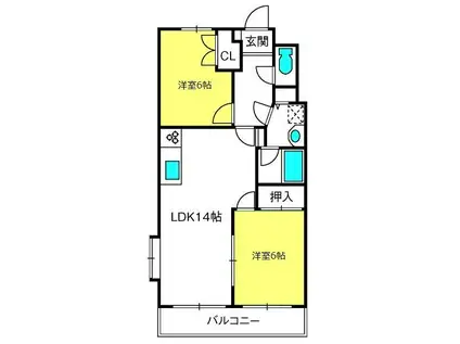 ロイヤルメゾンIII(2LDK/2階)の間取り写真
