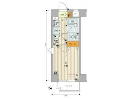 スカイコート品川御殿山(1K/2階)の間取り写真