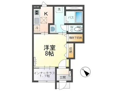 東海村豊白1丁目 アパート(1K/1階)の間取り写真