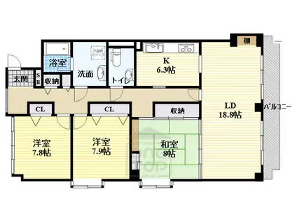豊中ホームズ(3LDK/1階)の間取り写真