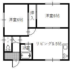 永山3-17アパート(2DK/2階)の間取り写真