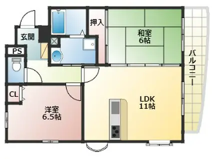 オーズコート(2LDK/5階)の間取り写真