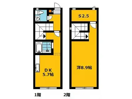エスポワール鶴田(1SDK/1階)の間取り写真