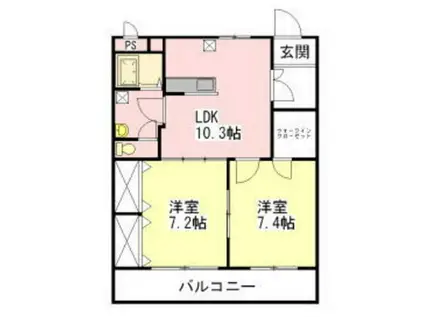 グラン・シエル弐番館(2LDK/3階)の間取り写真