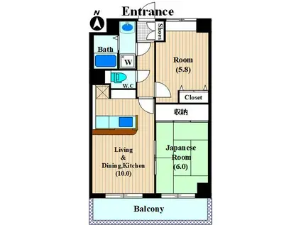 メゾン・ド・グリシーヌ(2LDK/5階)の間取り写真