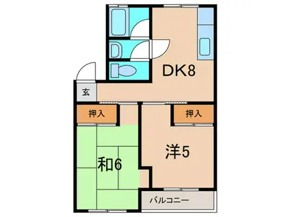 ハイツ桜ヶ丘(2DK/1階)の間取り写真