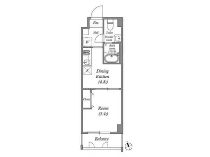 ペアパレス六町環七北通(1DK/3階)の間取り写真