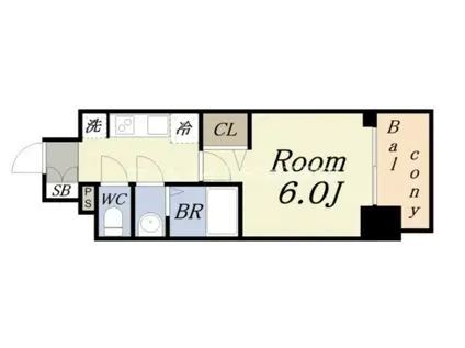 プレサンス西九条シティベイ(1K/6階)の間取り写真