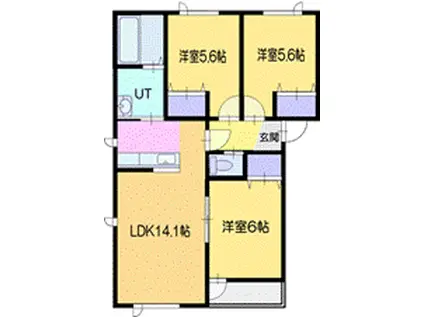 トーラサンペ(3LDK/2階)の間取り写真