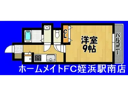 マンション五島山(1K/1階)の間取り写真