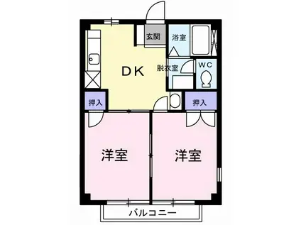 ニューシティシャルム1(2DK/2階)の間取り写真