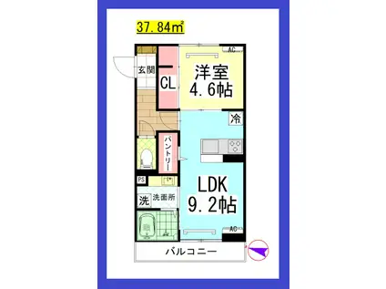 DL レンブランサ湘南台(1LDK/2階)の間取り写真
