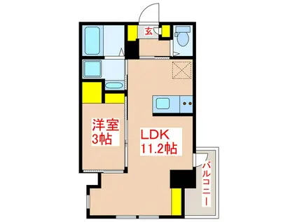LANDMARK城西本通(1LDK/3階)の間取り写真