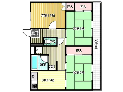 ビレッジハウス城蓮寺(3DK/3階)の間取り写真