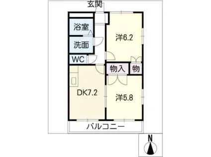 ラヴェール エスポアII(2DK/2階)の間取り写真