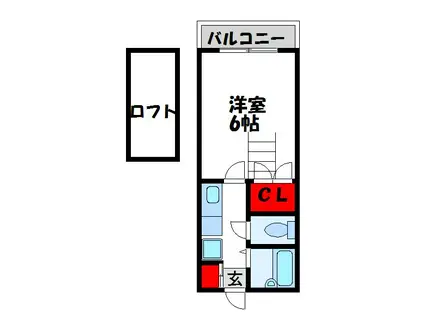 ステーションコーポ福間(1K/2階)の間取り写真