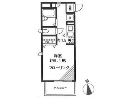 グラン・シャリオ壱番館(1K/2階)の間取り写真