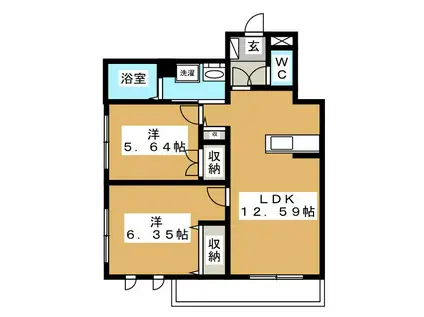 LAUREL イースト GARDEN(2LDK/1階)の間取り写真