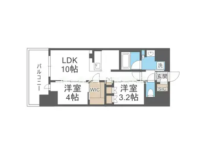 コンフォリア・リヴ博労町一丁目Q(2LDK/7階)の間取り写真