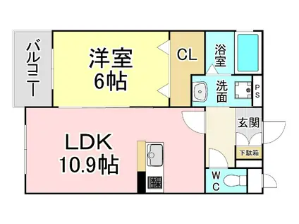プレステージ嵐山II(1LDK/1階)の間取り写真