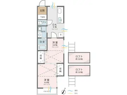 ソレイユ(2DK/2階)の間取り写真