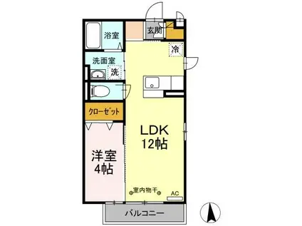 リジェールDONDON(1LDK/2階)の間取り写真